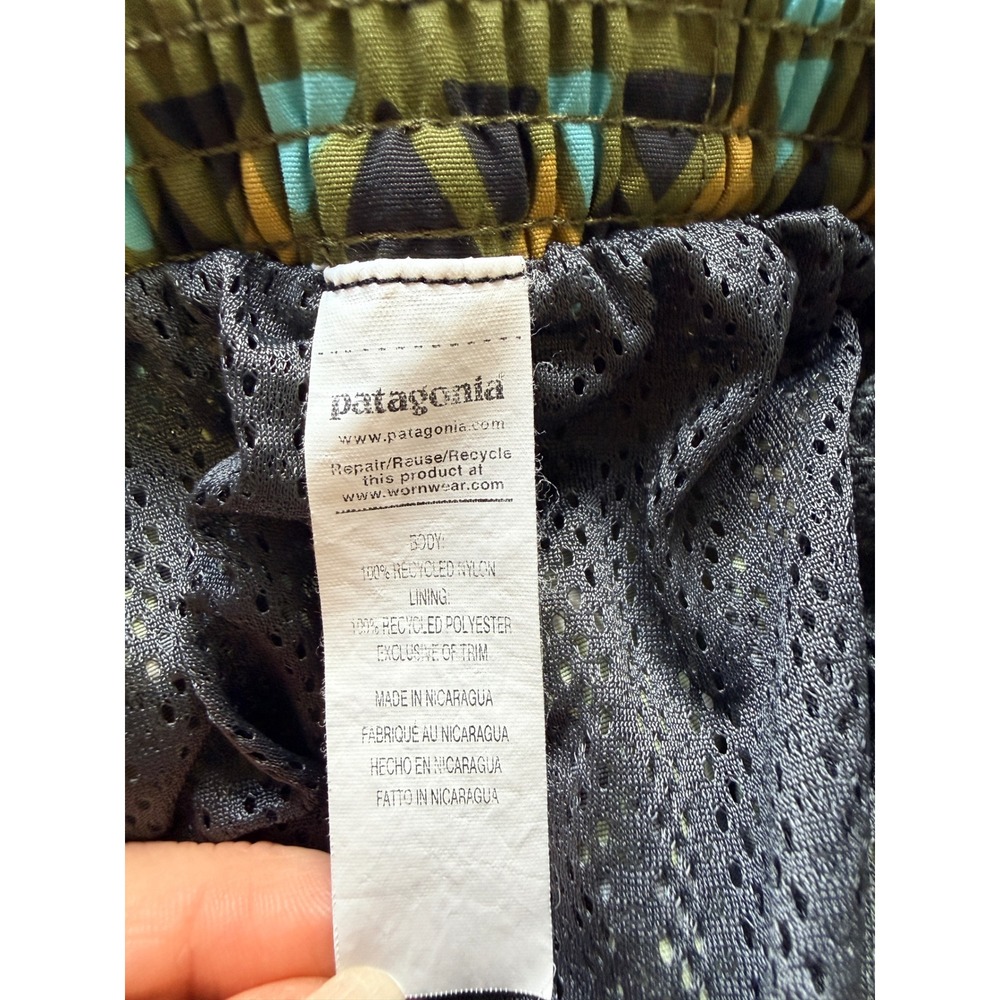Patagonia Baggies Shorts Mens Small Green Geometric Tribal Print 5 Inch Inseam - Picture 5 of 6